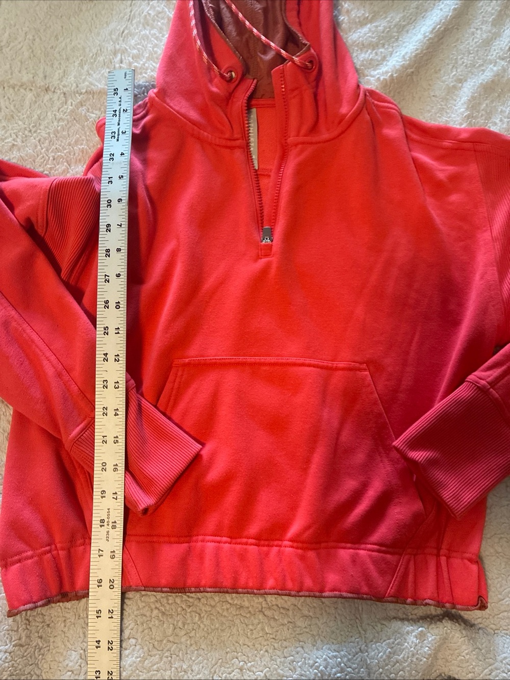 ATHLETA ~ Oversized XS ~ Passionfruit ASCEND WARM UP 1/4 Zip Hoodie Sweatshirt - Picture 5 of 9